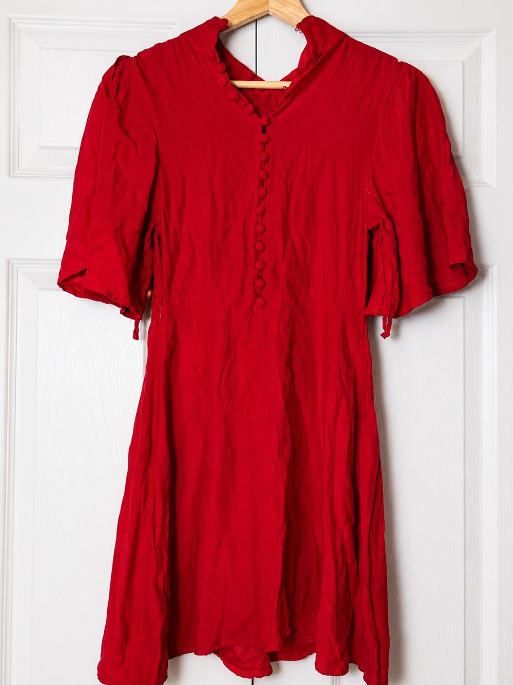 Free People Red Button-Front Dress